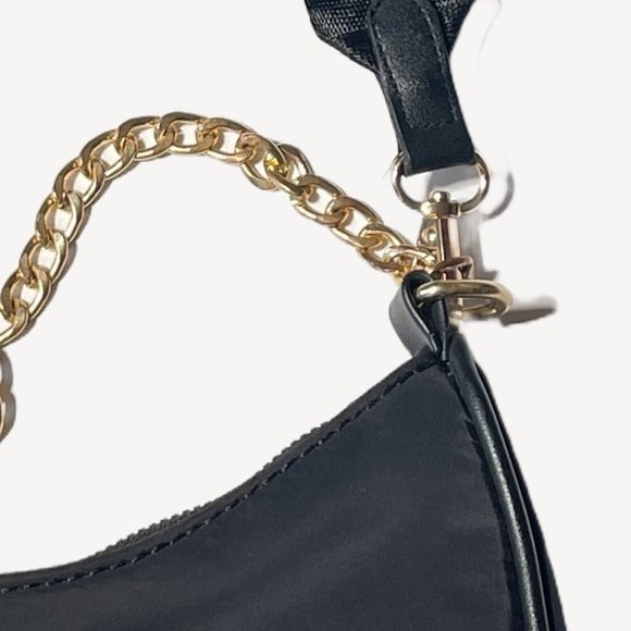Ardene Small Crossbody Black and Gold Purse with Optional Chain Detail - Picture 3 of 6